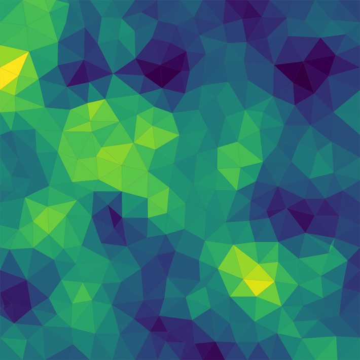 An image made up entirely of triangles of different shades of blue and green, with all of the triangles joined together