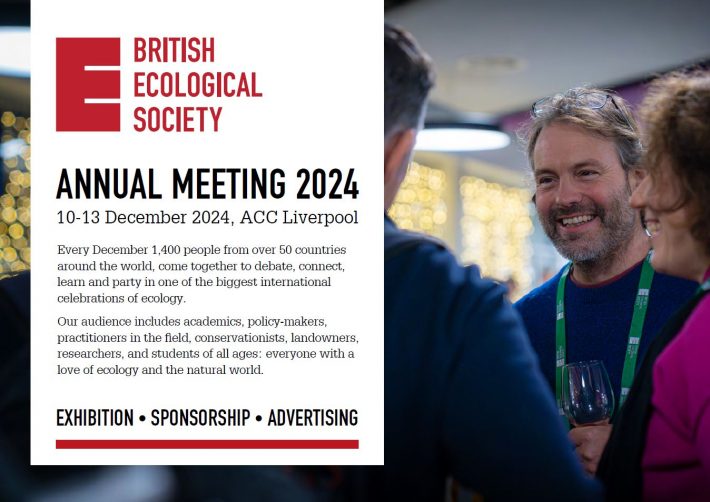 Exhibition and sponsorship, BES Annual Meeting 2024. Image of a group of delegates smiling and talking to each other.